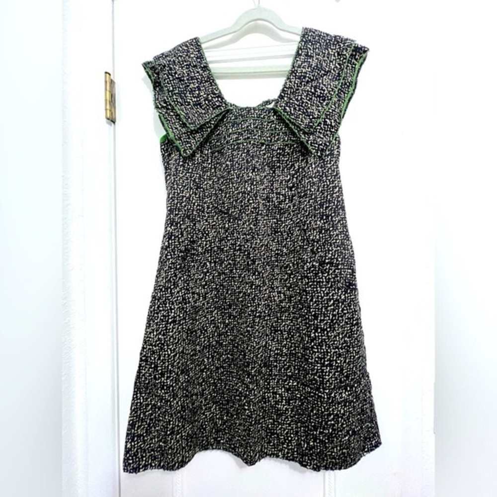 Anthropologie Moulinette Soeurs Cotton Shift Dress Black, Cream & Green Size 2 - Picture 2 of 16